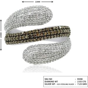Jewelspaark Anillo de plata de ley con diamantes blancos y marrones naturales de 2,03 quilates para mujer, joyería de compromiso con corte brillante redondo - Product Image 4
