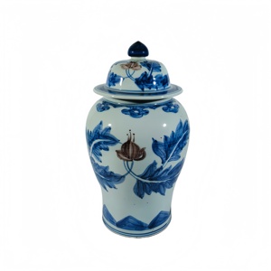 Vaso Antico <span class=keywords><strong>di</strong></span> Jingdezhen in Porcellana Blu e Bianca Dipinto a <span class=keywords><strong>Mano</strong></span> con Coperchio, Elegante Decorazione per Casa, Hotel, Matrimonio, Regalo - Product Image 5