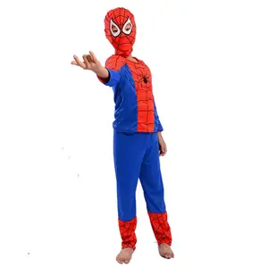 Low Price Long Sleeved 2 Pieces Set Superhero Halloween Costume for 3-8 Boys