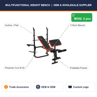 Banc de musculation multifonctionnel transfrontalier 110 cm réglable pour presse à plat, haltères et abdominaux, pliable