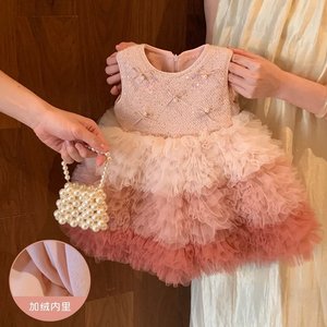 Child Star Circle Girls Princess Dress Vest O-Neck Full Sleeve Birthday Party Wear 2026 Winter Pink Ruffle Dress - Product Image 3