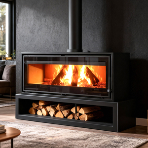 Stufa <span class=keywords><strong>a</strong></span> <span class=keywords><strong>Legna</strong></span> in Acciaio, Caminetto Moderno Senza Fumo, Stufa <span class=keywords><strong>a</strong></span> <span class=keywords><strong>Legna</strong></span> Autoportante per Riscaldamento Interno - Product Image 2