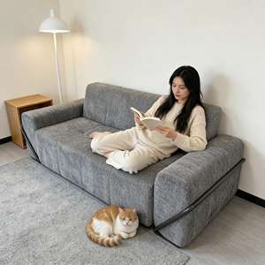 Ergonomische elleboogsteun voor meerdere personen, modulaire bank met stilte-aansluiting, zwart gebogen metalen <span class=keywords><strong>frame</strong></span>, lichtbruine suède, compacte bank - Product Image 3