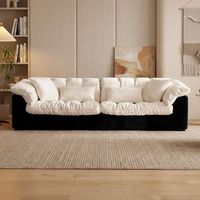 Vakuumkomprimiertes Wohnzimmer-Sofa mit Hochdichteschaumstoff, Französischer Lazy-Style, Cordstoff-Sofa in Schwarz-Weiß Farbblock, Neuheit 2026