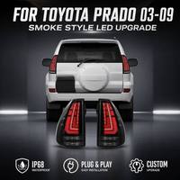 Feux arrière LED modifiés pour Toyota Prado LC120 2003-2009 avec animation de bienvenue à l'allumage et clignotants séquentiels