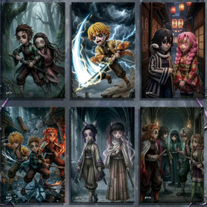 แผ่นภาพตกแต่งผนังลายอนิเมะ DL Demon Slayer x Identity V ลายคิเมทสึ โนะ ไยบะ ภาพวาดลายเส้นสไตล์มังงะญี่ปุ่น ของขวัญ 1 ชิ้น - Product Image 5