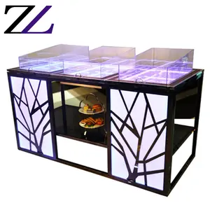 LED Buffet Điện Lạnh Bảng Cabinet Cold Bar Salad Sushi Hải Sản Hiển Thị Máy Chủ Cho Khách Sạn Điện Thoại Di Động Buffet Phục Vụ Thiết Bị