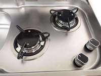 Cuisine de caravane JP en acier inoxydable SUS 304, cuisinière à gaz à deux brûleurs 2x1,8KW, évier avec couvercle en verre trempé pour camping-car, véhicule, camping-car