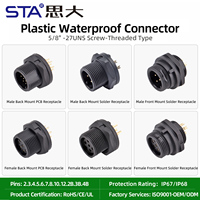 Conector Impermeable IP67 de Plástico Equivalente a ALTW de 5/8"-27UNS, Macho y Hembra, para Montaje en Panel de PCB, 2, 3, 4, 5, 6, 8, 10, 12 Pines