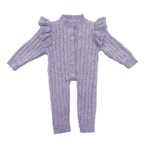 Solid Blank Toddler Baby Oversized Long Sleeve Romper Long Sleeve Frill Ruffle Baby Girl Sweater Romper