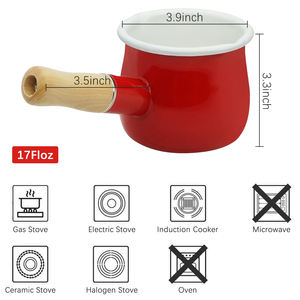 Réchauffeur de beurre émaillé antiadhésif en métal conception mignonne petite bouche versant des liquides alimentaires sauce chauffante 550ml Mini marmite en fonte - Product Image 2