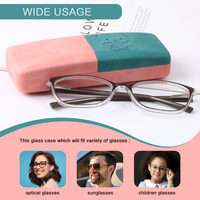 Boîtier optique Collage par ultrasons de couleurs bicolores en matériau PU Étui à lunettes rigide pour enfants avec accessoires en plastique
