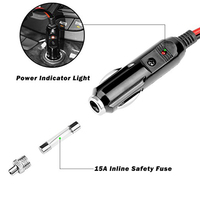 Adaptateur allume-cigare 12V pour voiture vers câble mâle DC 5,5 mm x 2,1 mm avec fusible 15A pour caméra embarquée
