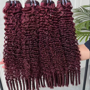 Extensions de cheveux humains bouclés profonds bordeaux 99J, tissage de cheveux vierges bruts bouclés birmans, fournisseur en gros - Product Image 1