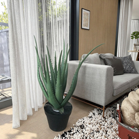 17 Zoll Mini Tropische Aloe Vera Sukkulente Bonsai 14 Stück PE Künstliches Gras und Baum Kleine Größe 43cm Höhe