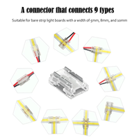 Connecteur de bande LED à contact en cuivre RGB 9-en-1 9W 5mm/8mm/10mm pour miroir de salle de bain, meubles/placard, application mâle/femelle 2P 0-36V