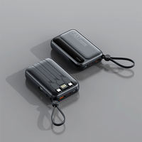 Batterie externe haute vitesse 10000mAh avec écran LED, chargeur portable, câble USB-C intégré, compatible iPhone
