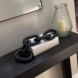 Décor de maillons de chaîne en bois couleur personnalisée <span class=keywords><strong>objets</strong></span> décoratifs en bois pour étagères Table basse décor d'étagère moderne - Product Image 6