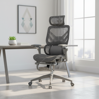 Chaise de bureau ergonomique exécutive en maille 2026 avec design minimaliste, pivotante, accoudoirs 6D, repose-pieds inclinable