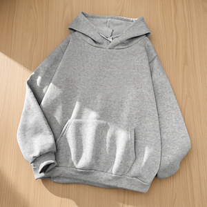 Men's Oversized Hooded Sweatshirt Solid Blue Color Cotton French Terry Casual Autumn Wear Pocket Long Sleeve Regular Fit 2027 - Product Image 5
