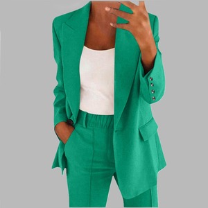 2025 <strong>Women's</strong> New Fashion Button Slim Fit Lapel Cardigan Elegant <strong>Blazer</strong> Set - Product Image 3