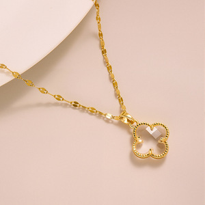 สร้อยคอทอง<span class=keywords><strong>แดง</strong></span>ชุบ<span class=keywords><strong>ทอง</strong></span> 18K รูปดอกไม้โคลเวอร์ |   จี้เพชรพลอยสีเขียวมรกตนำโชคบนสร้อยคอรูปปากสำหรับผู้หญิง สไตล์คลาสสิกสำหรับวันครบรอบ - Product Image 5