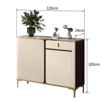 Meuble de rangement à chaussures moderne de luxe léger pour entrée, armoire à chaussures à panneaux cannelés avec porte battante, meuble organisateur de chaussures pour couloir avec cadre doré