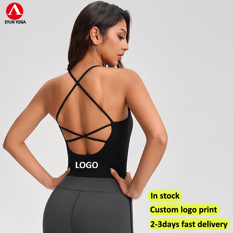 Women Spandex Yoga Crisscross Tank Top V Neck Sports Bra Compression for Roupa Fitness Feminina Checkered Ropa Deportiva Mujer