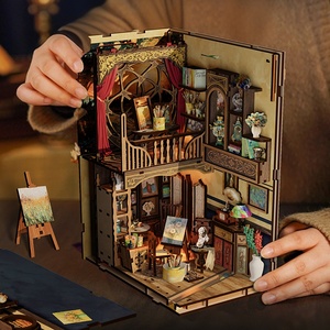 Estilo encantador personalizado DIY casa <span class=keywords><strong>de</strong></span> muñecas LIBRO <span class=keywords><strong>DE</strong></span> MADERA rincón estantería decoración Mini libro Nook Kit uso como regalo - Product Image 5