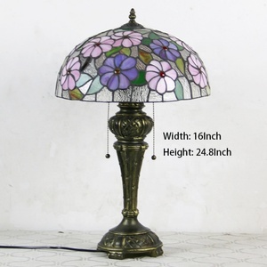 Lampe de table LongHuiJing 16 pouces, lampe de bureau vintage classique en verre, lampes de table Tiffany en verre teinté, lampe de table pour la maison - Product Image 6