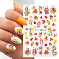 Autocollants pour ongles TSZS Automne/Hiver, motifs renard mignon, feuille d'érable, citrouille, champignon, autocollants adhésifs pour nail art, manucure DIY