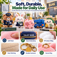 Ensemble de porte-clés en peluche bancaires personnalisés, mascottes de cartes ATM et de pièces de monnaie, cadeaux promotionnels OEM pour la sensibilisation financière et les campagnes marketing