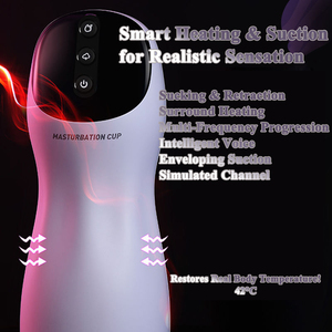 Intelligente multifunctionele 4-modi vibratie zuigende geluidswarmende vliegtuigbeker volwassen seksspeeltjes masturbatiemachine - Product Image 2
