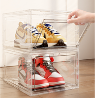 Boîte de rangement de chaussures en plastique transparent empilable personnalisée Boîte en PP rectangulaire multifonctionnelle anti-poussière pour chaussures, sacs, casquettes