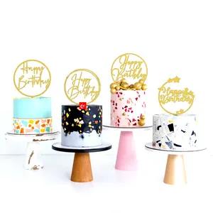 TX New Cake Topper Acrylic Black Happy Birthday Cake tag For Birthday Party Decoration Birthday Gift Supplier China
