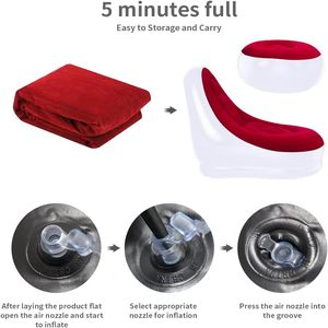 Sillón Doble Inflable de PVC, Sofá Tipo Puff con Reposapiés, Silla Reclinable Plegable para Exteriores - Product Image 2