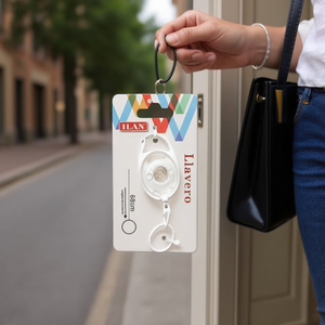 Portachiavi ILAN con cordino estensibile 58 cm max colore bianco per chiavi e borse - Product Image 3