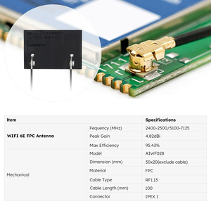 Antena Interna Adhesiva Aboosty AIWF028 WiFi 6E 2x2 <span class=keywords><strong>MIMO</strong></span> FPC 2.4G 5G 6G de Alta Eficiencia para Router y Puerta de Enlace IoT - Product Image 5