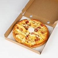 Boîte à pizza en papier kraft au fini mat imprimé personnalisé avec support triangulaire en papier ondulé pour usage industriel alimentaire