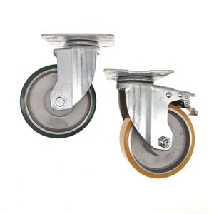 5 Inch 125Mm Vừa Nặng Nhiệm Vụ 300KGS Đang Tải Công Suất <span class=keywords><strong>Rotating</strong></span> Nhôm Rim Polyurethane PU Bánh Xe Bánh Xe Cho Giỏ Hàng Tay - Product Image 1