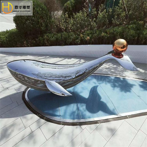 Jiahua Stainless Steel Whale Sculpture Mirror Finish Outdoor Garden Water Feature Ornament - Product Image 3