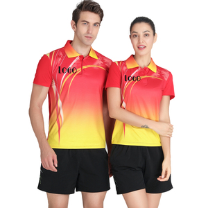 Logotipo personalizado estilo chino pareja deportes Ping-Pong pelota tenis camisa Polo Jersey puro algodón camiseta Polo - Product Image 4