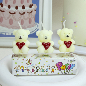 New Design <strong>Wholesale</strong> Paraffin Wax Unscented Novelty Party Decoration Heart Bear <strong>Candles</strong> Happy Birthday Cake Dessert New Year - Product Image 1
