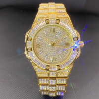 MISSFOX V376 Jam Tangan Kuarsa Hip-Hop Tahan Air Berlian Penuh dengan Dial Penunjuk untuk Pria dan Wanita Jam Tangan Fashion Mewah