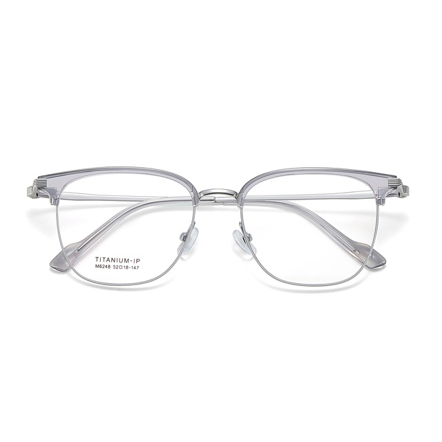 M6248Soft Silicone Nose Pads Beta Titanium Legs  Square Full-Rim Durable Lightweight Fashionable Retro Eyeglass Frames