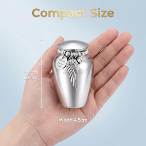 Guci Mini Berbahan Paduan Aluminium Multi Warna Dengan Liontin Hati Sayap Malaikat Berukir, Guci Saku Kenangan Kremasi untuk Abu Jenazah Hewan Peliharaan atau Manusia - Product Image 2