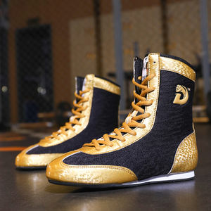 Crea tus propios zapatos de boxeo profesionales de caña alta con cordones, transpirables, ligeros, de cuero personalizado para entrenamiento deportivo para niños - Product Image 3