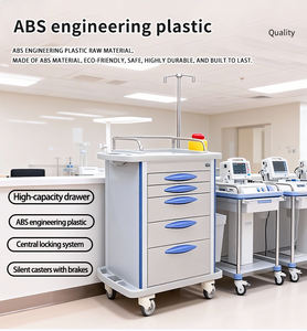 휴대용 <span class=keywords><strong>ABS</strong></span> 플라스틱 알루미늄 합금 병원 마취 응급 처치 카트 5서랍 중앙 잠금장치 호텔 작업장용 - Product Image 3