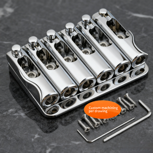 สะพานกีตาร์ไฟฟ้าแบบสาย - ได้รับการรับรองมาตรฐาน ISO9001 ผลิตจากสแตนเลส/ทองเหลือง แบบรางล่างแยกส่วน ขึ้นรูปด้วยเครื่อง EDM CNC - Product Image 1