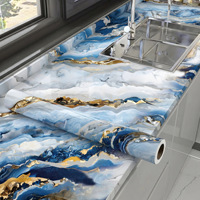 Papier peint autocollant imperméable gris foncé effet marbre, revêtement mural amovible en PVC, film de protection anti-taches pour comptoirs et meubles
